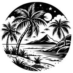 vector illustration of a tropical island