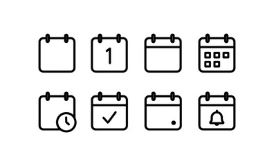Minimalist calendar icon set for planning and organization designs