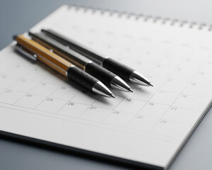Blank Desk Calendar Mockup With Pens