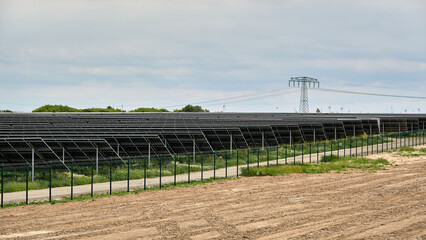 Solar Park With Photovoltaic Panels In Mecklenburg Northern Germany
