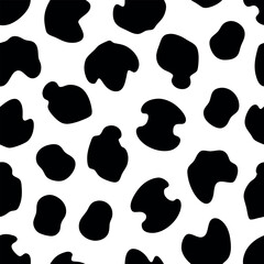 Cute Black and White Cartoon Animal Print Seamless Pattern