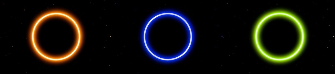 Fototapeta premium glowing neon lights circles - futuristic tech illumination