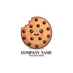 Sweet Bites: A cheerful, round cookie with chocolate chips has been bitten, creating a simple and inviting logo design