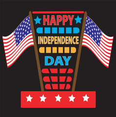 USA Independence Day t shirt design silhouette vector art illustration, 4th of July design elements