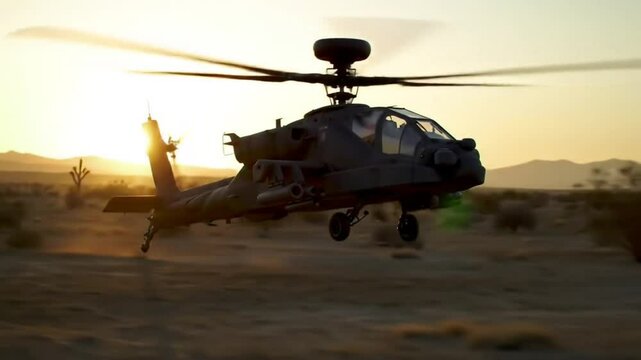 Apache Helicopter Sunset Flight