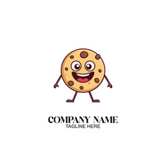 Animated Cookie Mascot: A cheerful cartoon cookie with a big smile and expressive eyes, standing proudly as a fun and approachable brand character.