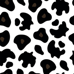 Cute Black and White Cartoon Animal Print Seamless Pattern