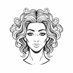 Medusa Portrait Image vector. Medusa Portrait Stock Illustrations on white background.