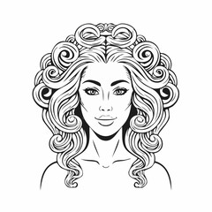 Medusa Portrait Image vector. Medusa Portrait Stock Illustrations on white background.