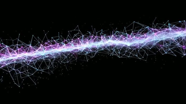 Abstract glowing plexus network connections on black background animation video