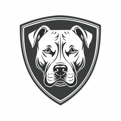 Pitbull Dog Shield Logo Design Vector Isolated on White Background.