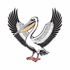 Pelican Spread Wings Image vector isolated on white background.