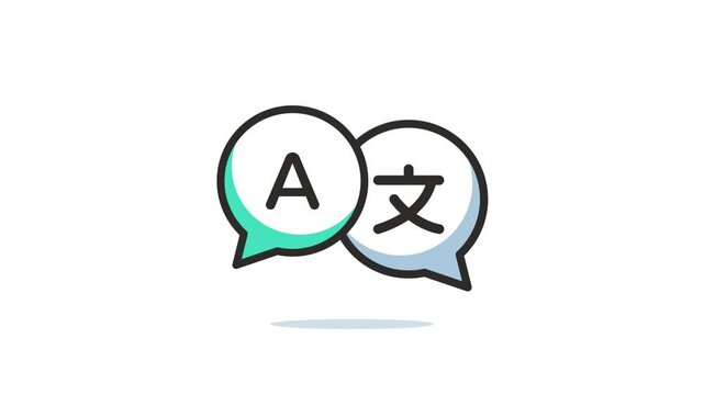4k animation of Language Translation Concept Featuring Speech Bubbles and Arrows for Communication.