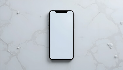 Modern Smartphone with Blank Screen on Marble Table &ndash; Minimalist Mobile Device Photo

