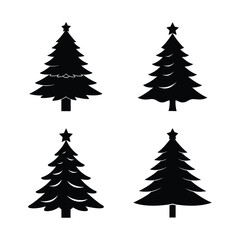 Obraz premium set of christmas trees silhouette on white background