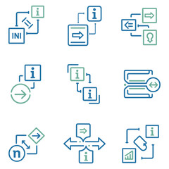 Information Flow and Navigation Icons Set - Arrows and Info Symbols