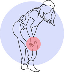 Woman with severe knee pain when trying to lean on it