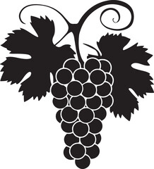 Black silhouette of grapes with leaves vector illustration