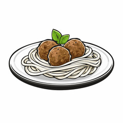 Spaghetti Meatballs image vector. A delicious plate of spaghetti and meatballs illustration.