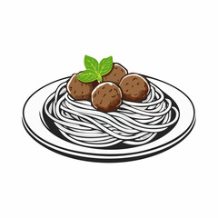 Spaghetti Meatballs image vector. A delicious plate of spaghetti and meatballs illustration.