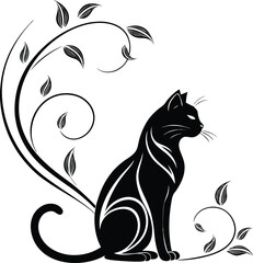 Minimal Black Cat Silhouette in Sitting Pose for Pet Themed Branding Modern Logo Design and Animal Shelter Campaigns