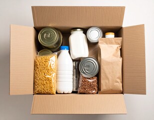 Emergency Food Package with Canned Goods and Bottled Water