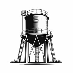 Elevated Water Tank Image Vector Isolated on white background.