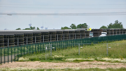 Solar Park With Photovoltaic Panels Construction site In Mecklenburg Northern Germany