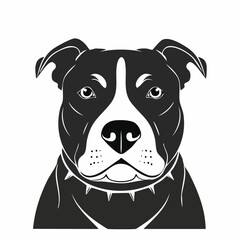 Pitbull Image Vector. Black and white Pitbull Illustration Vector on white background.