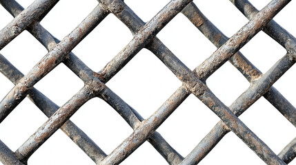 Fototapeta premium Steel mesh panel with grid pattern and sturdy wire, isolated on white background, construction and fencing component