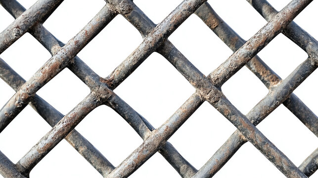 Steel mesh panel with grid pattern and sturdy wire, isolated on white background, construction and fencing component