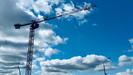 construction crane against blue sky