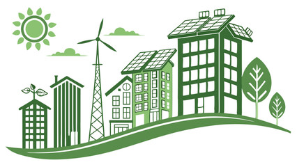 EcoFriendly Cityscape with Renewable Energy Sources.