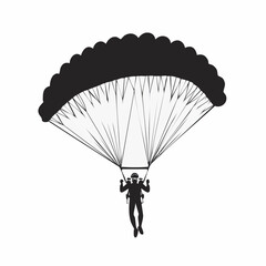 Sky Diving Sport Vector image. Parachuting sky diving sky jump vector silhouette isolated in white background