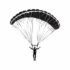 Sky Diving Sport Vector image. Parachuting sky diving sky jump vector silhouette isolated in white background