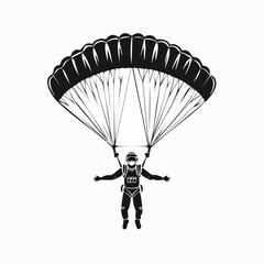 Sky Diving Sport Vector image. Parachuting sky diving sky jump vector silhouette isolated in white background