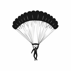 Sky Diving Sport Vector image. Parachuting sky diving sky jump vector silhouette isolated in white background