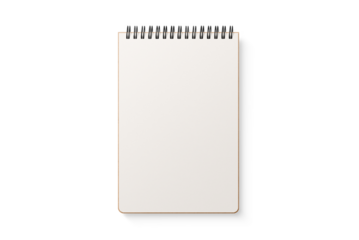 Spiral bound notebook mockup template with Kraft Paper cover isolated on a transparent background, PNG. High resolution.