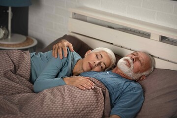 Senior couple sleeping, relaxing time