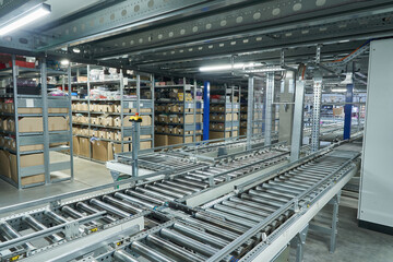 Warehouse Interior with Automated Conveyor System