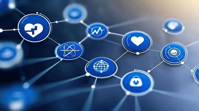 Network of health care symbols.