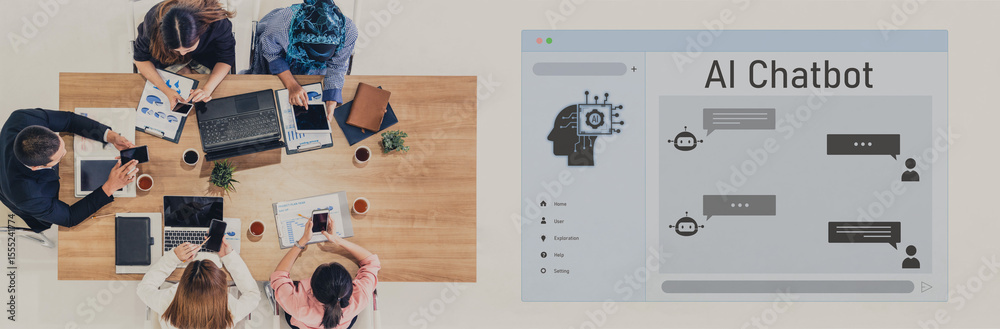 Poster ai chatbot interface facilitates communication, chatbot, and ai interaction for automated user suppo
