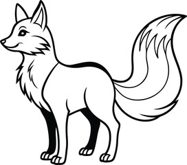 Elegant standing fox silhouette with a gracefully curved bushy tail perfect for nature and wildlife designs isolated on white background isolated on transparent background