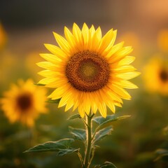 Fototapeta premium Single Sunflower Head Following Light Heliotropism