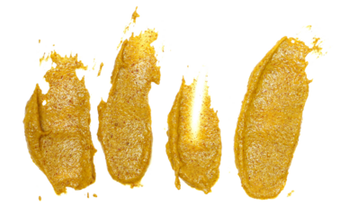 Set mustard sauce, spread isolated on white background, top view	