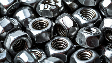 Metal Nuts Close-Up Texture Background