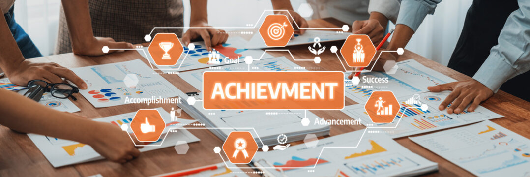 An inspiring scene of teamwork where individuals collaborate on projects, illustrated by engaging graphs and visuals, highlighting the drive for goals and achievements. Amity