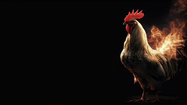 Rooster with fire effect