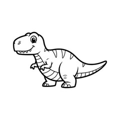 Smiling cartoon dinosaur with stripes and strong tail for playful kids designs. Vector Illustration