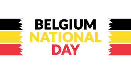 Belgium National Day text with side lines on a White background. Which is observed every year in July to celebrate Belgium National Day.